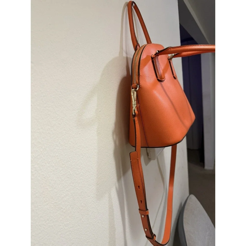Kate Spade Sylvia Large Dome Satchel Pumpkin Orange Leather Handbag PXRUA271